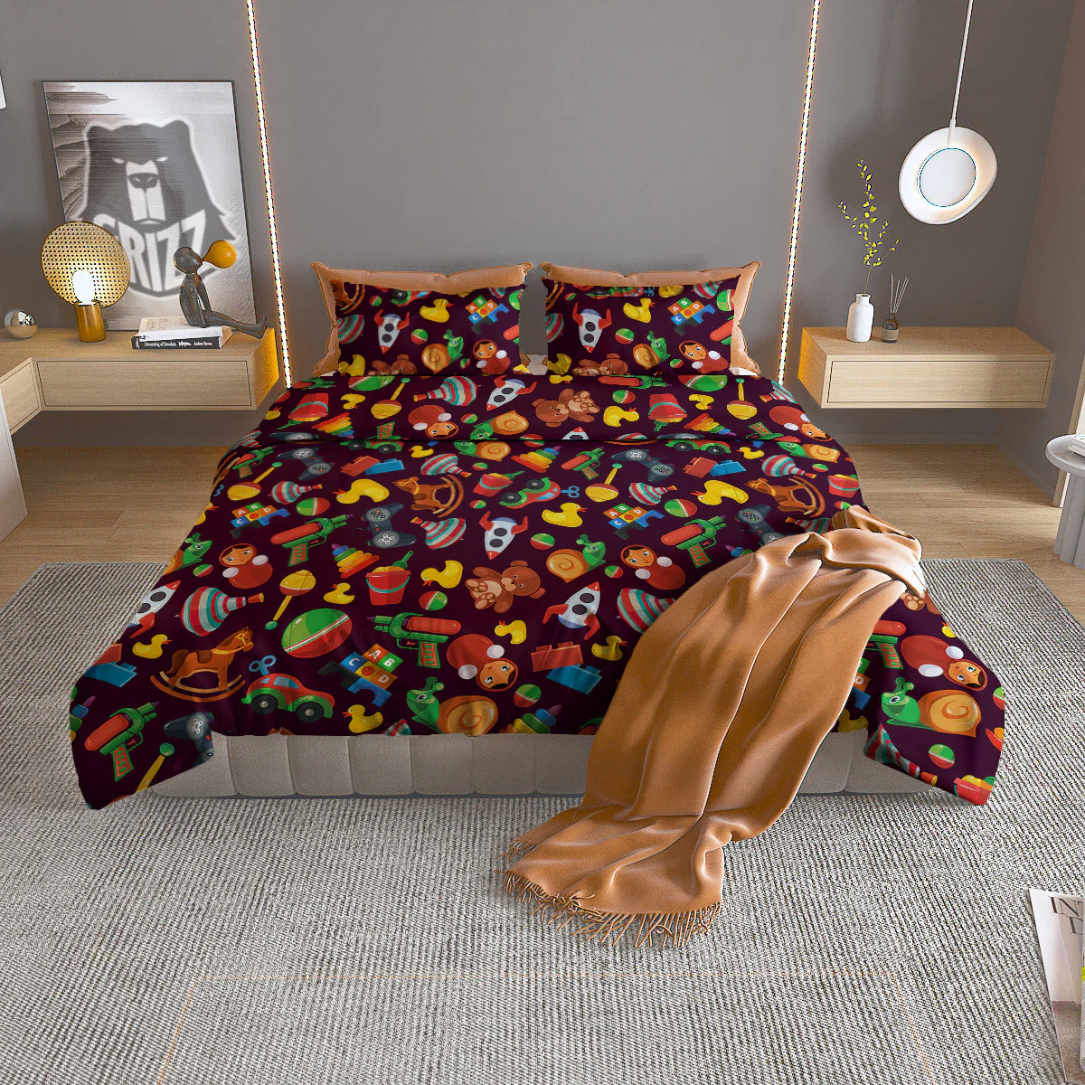 Cartoon toys Colorful Print Pattern Duvet Cover Bedding Set
