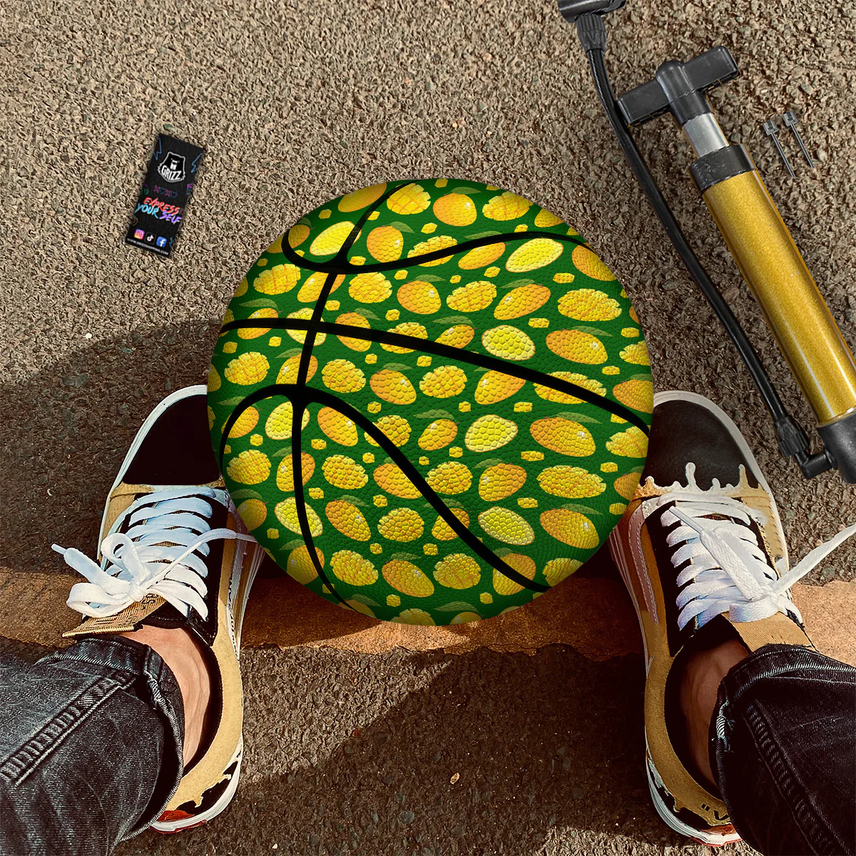 Cartoon Yellow Mango Slice Print Pattern Basketball - Image 2