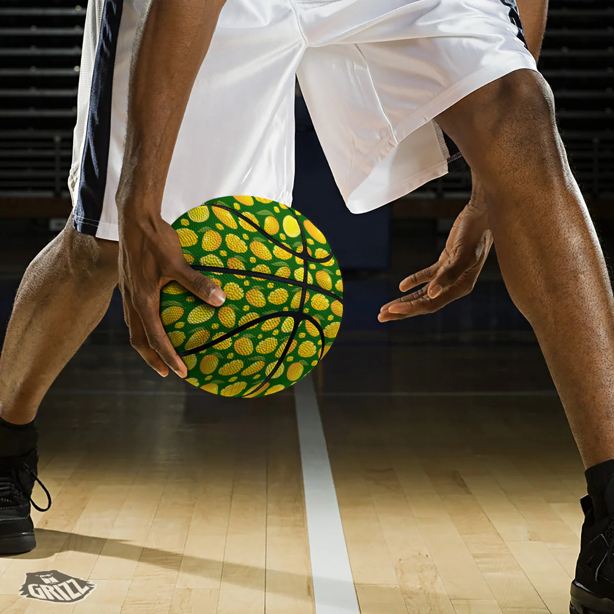 Cartoon Yellow Mango Slice Print Pattern Basketball - Image 3