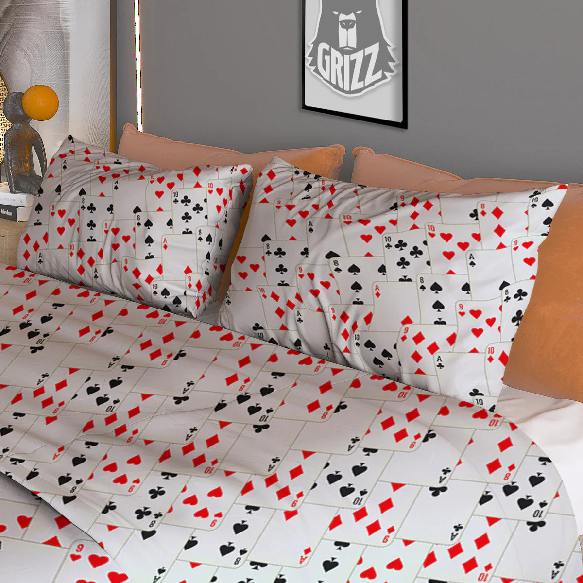 Casino Card Cartoon Print Pattern Duvet Cover Bedding Set - Image 3