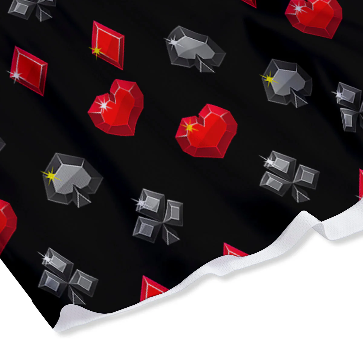 Casino Card Suits Red Black Print Pattern Mesh Shorts - Image 4
