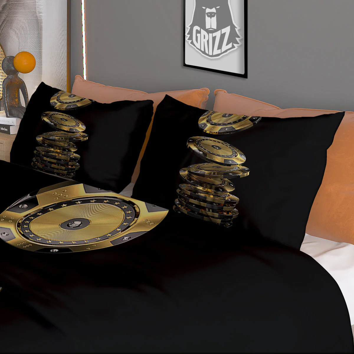 Casino Chips Poker Print Duvet Cover Bedding Set - Image 3