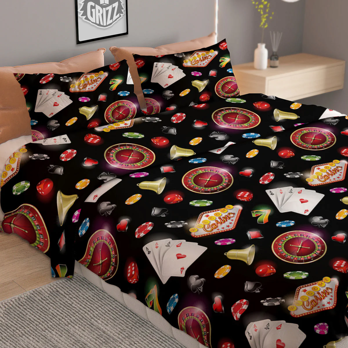 Casino Colorful Entertainments Print Pattern Duvet Cover Bedding Set - Image 2