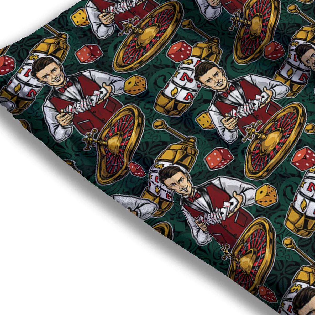 Casino Croupier And Slot Machine Print Pattern Mesh Shorts - Image 3