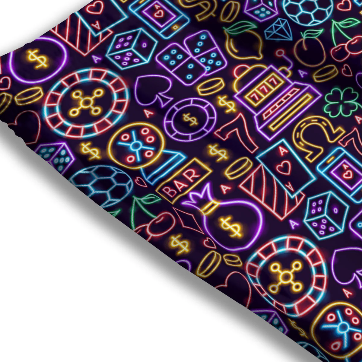 Casino Neon Night Sign Print Pattern Mesh Shorts - Image 3