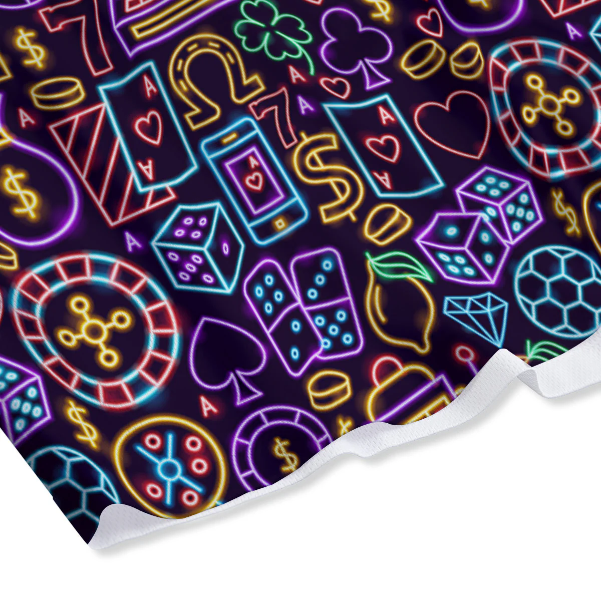 Casino Neon Night Sign Print Pattern Mesh Shorts - Image 4