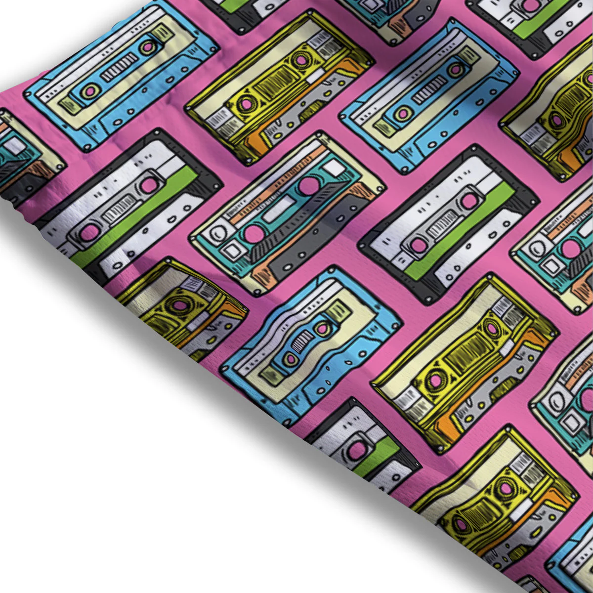 Cassette Drawing Print Pattern Mesh Shorts - Image 3