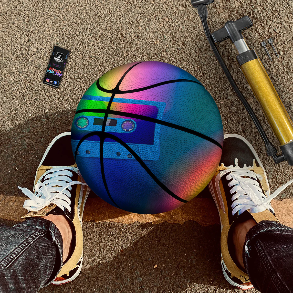 Cassette Tape Colorful Print Basketball - Image 2