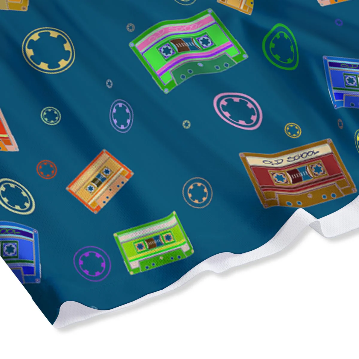 Cassette Tape Retro Print Pattern Mesh Shorts - Image 4
