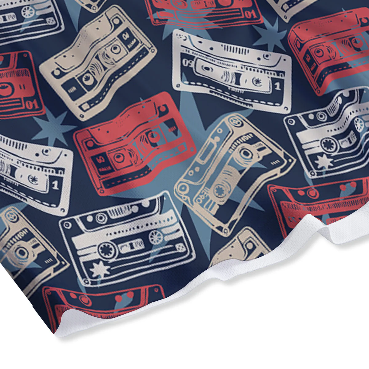 Cassette Vintage Print Pattern Mesh Shorts - Image 4