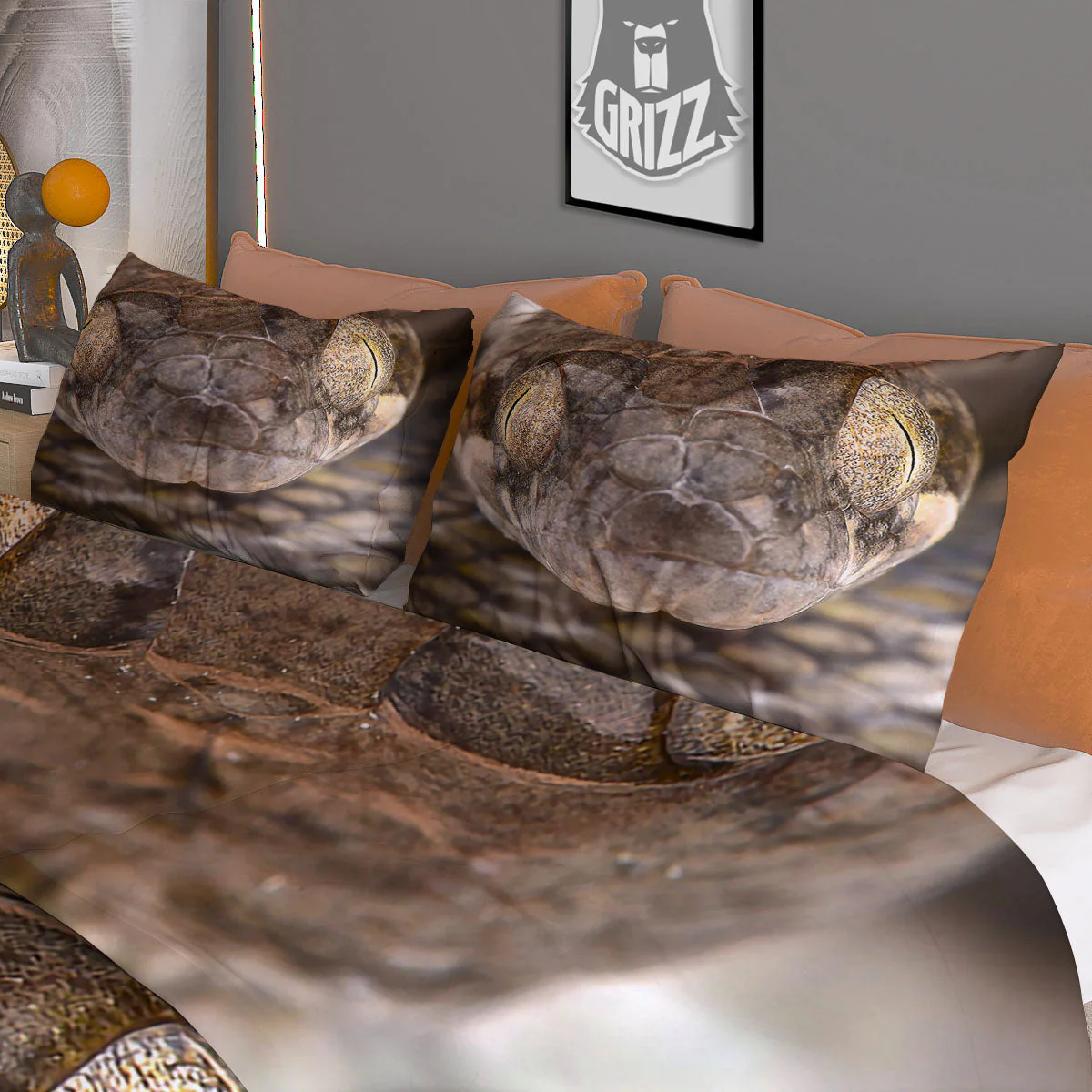 Cat Eyed Snake Malagasy Print Duvet Cover Bedding Set - Image 3