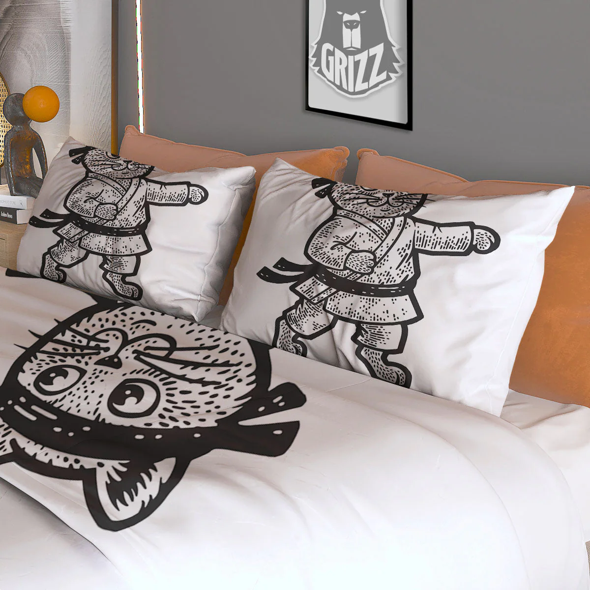 Cat Karate Print Duvet Cover Bedding Set - Image 3