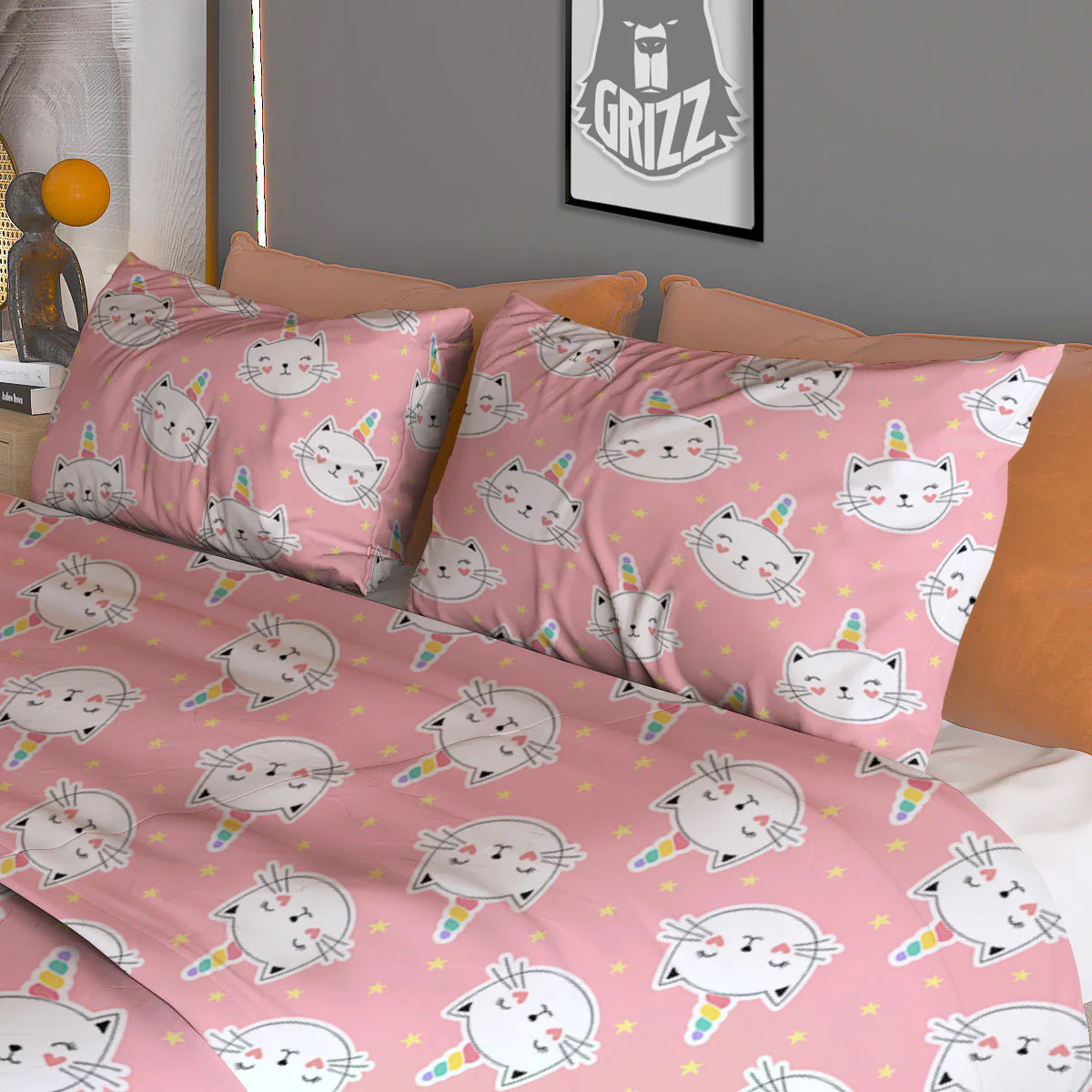 Cat Unicorn Cute Print Pattern Duvet Cover Bedding Set - Image 3