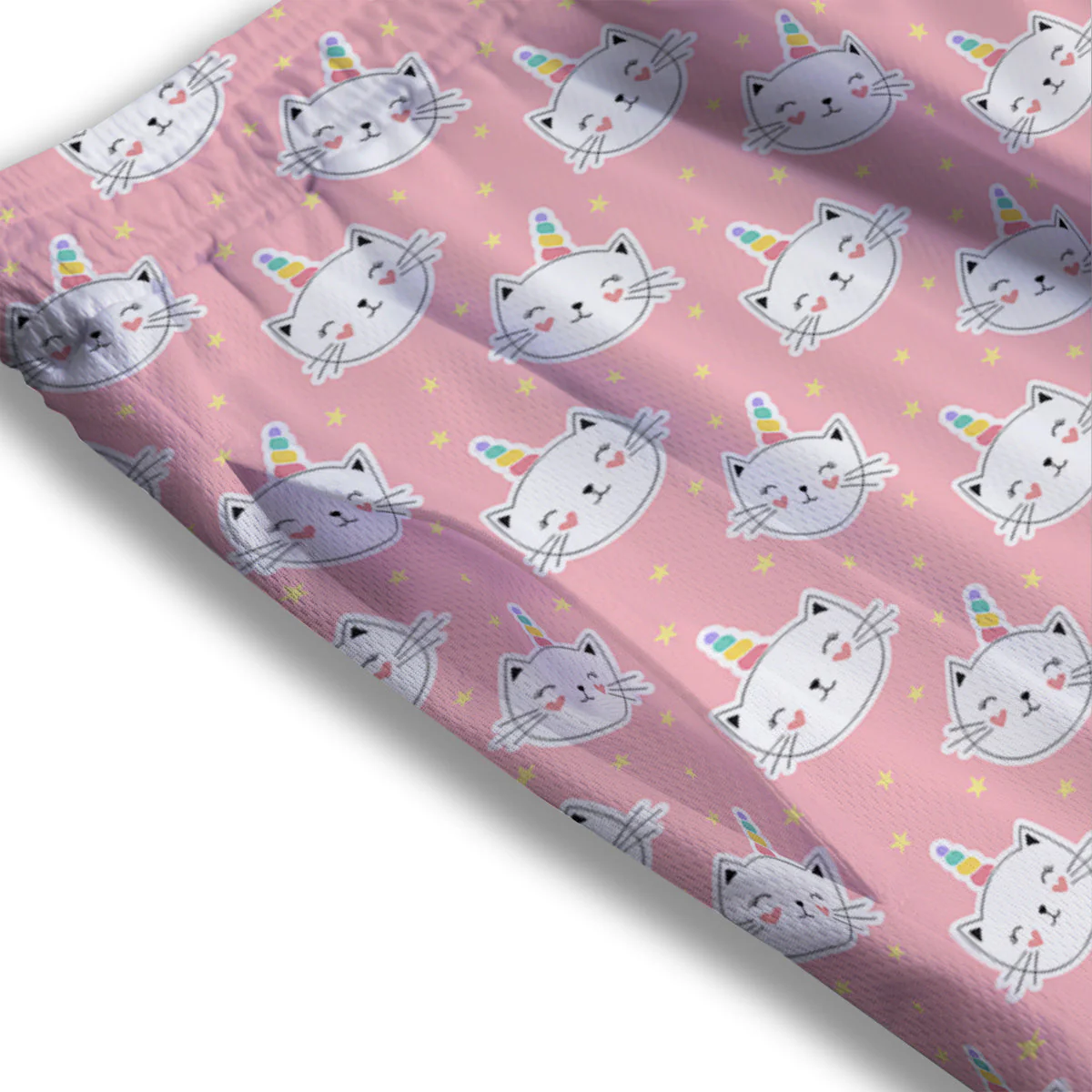 Cat Unicorn Cute Print Pattern Mesh Shorts - Image 3