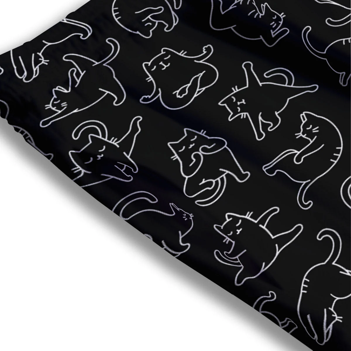 Cat White And Black Print Pattern Mesh Shorts - Image 3