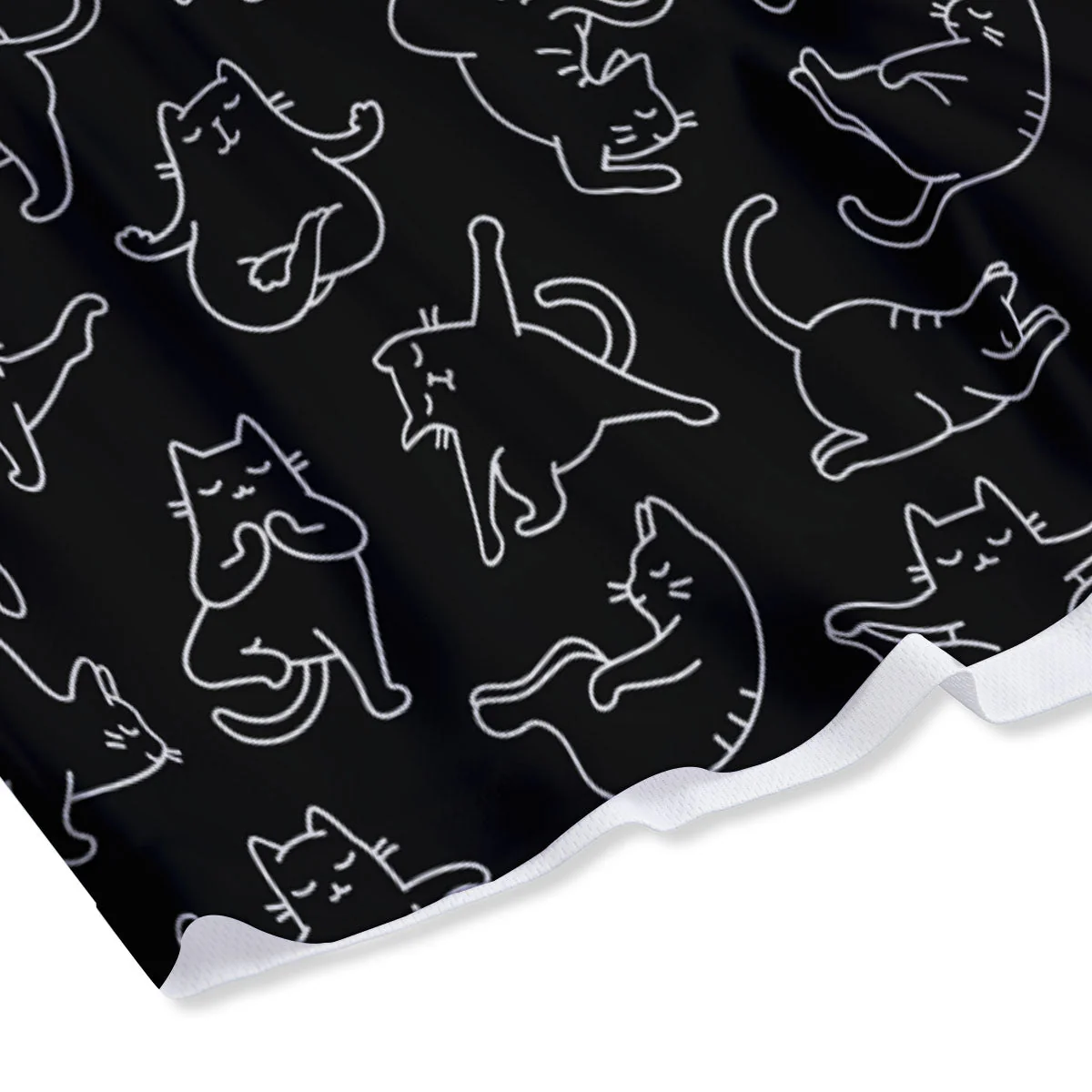 Cat White And Black Print Pattern Mesh Shorts - Image 4