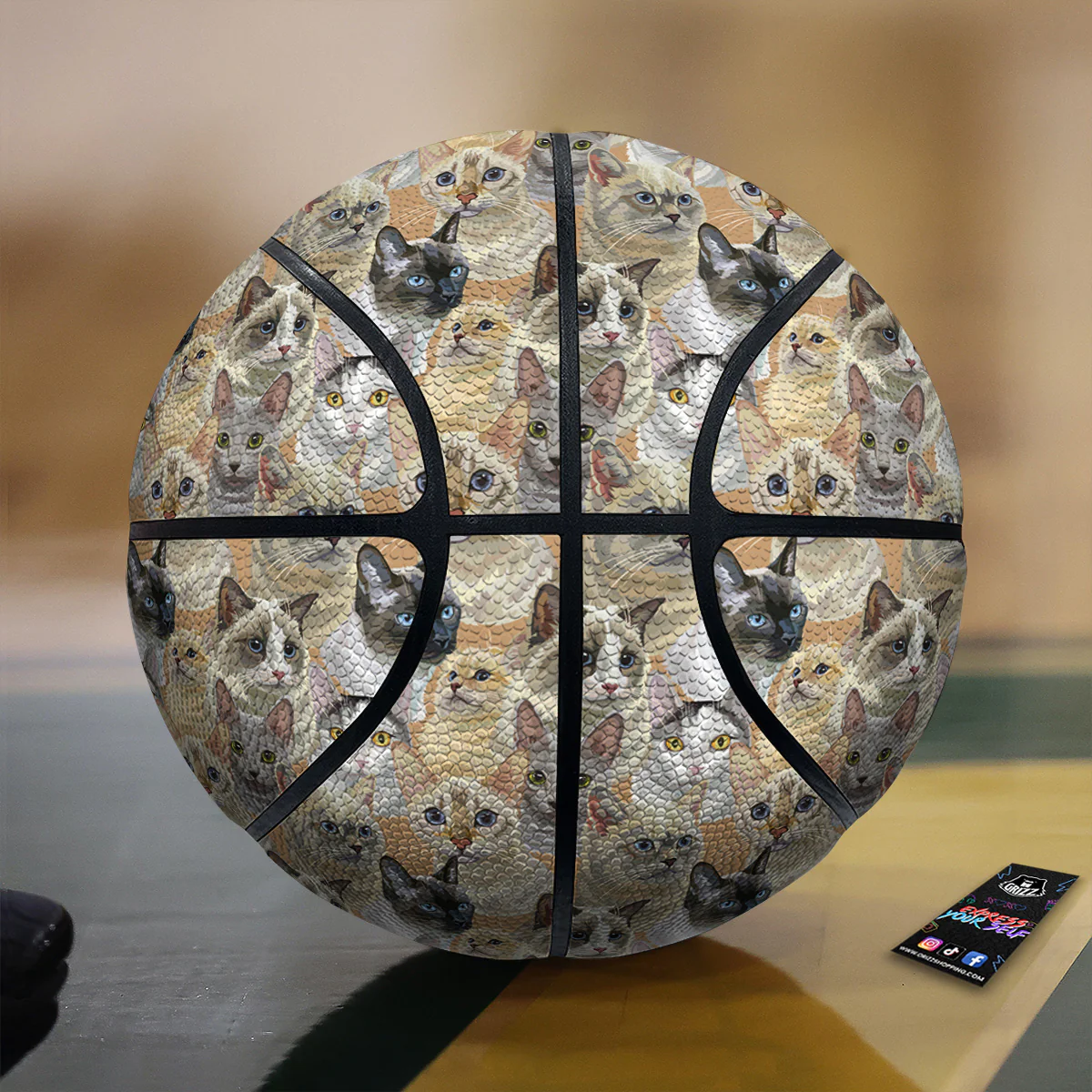 Cats Portrait Print Pattern Basketball