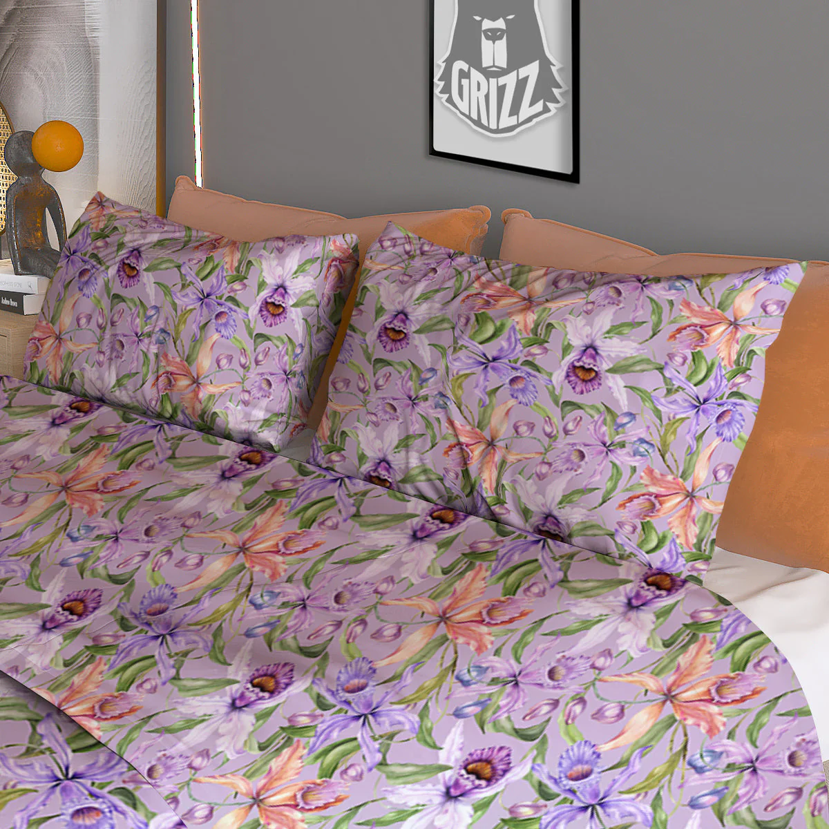 Cattleya Colorful Watercolor Print Duvet Cover Bedding Set - Image 3