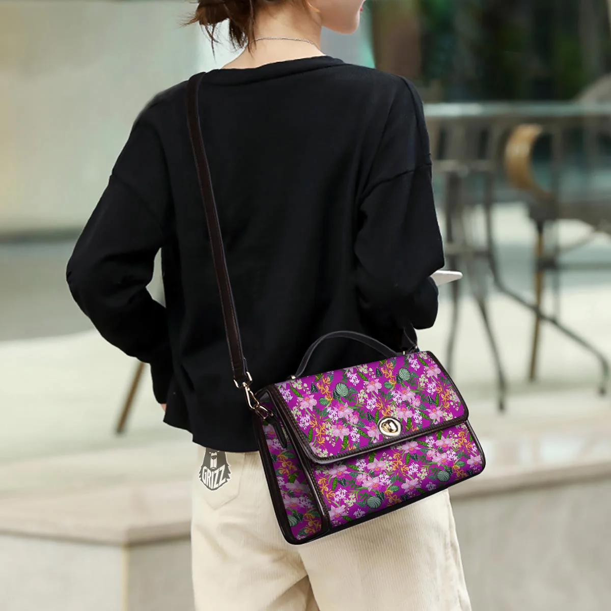 Cattleya Tropical Print Pattern Women's Satchel Bag - Image 3