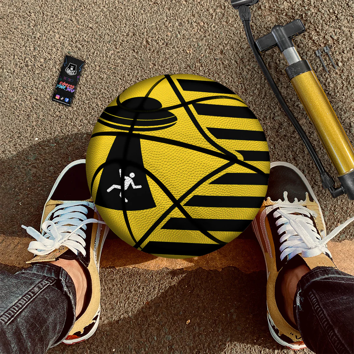 Caution Alien Abduction Warning Sign Print Basketball - Image 2
