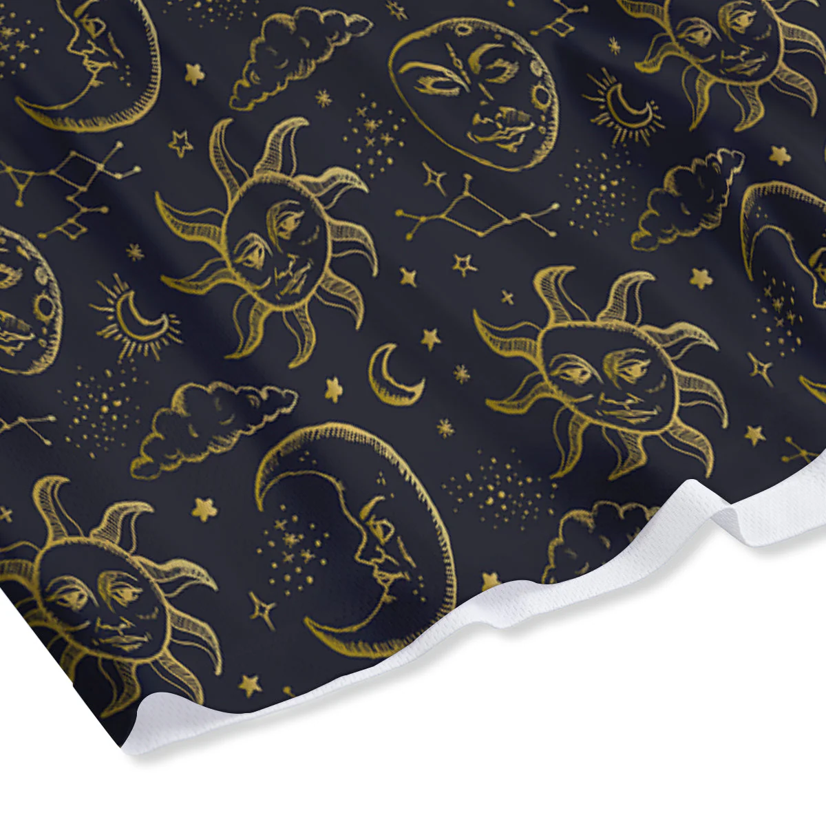 Celestial Gold And Black Print Pattern Mesh Shorts - Image 4