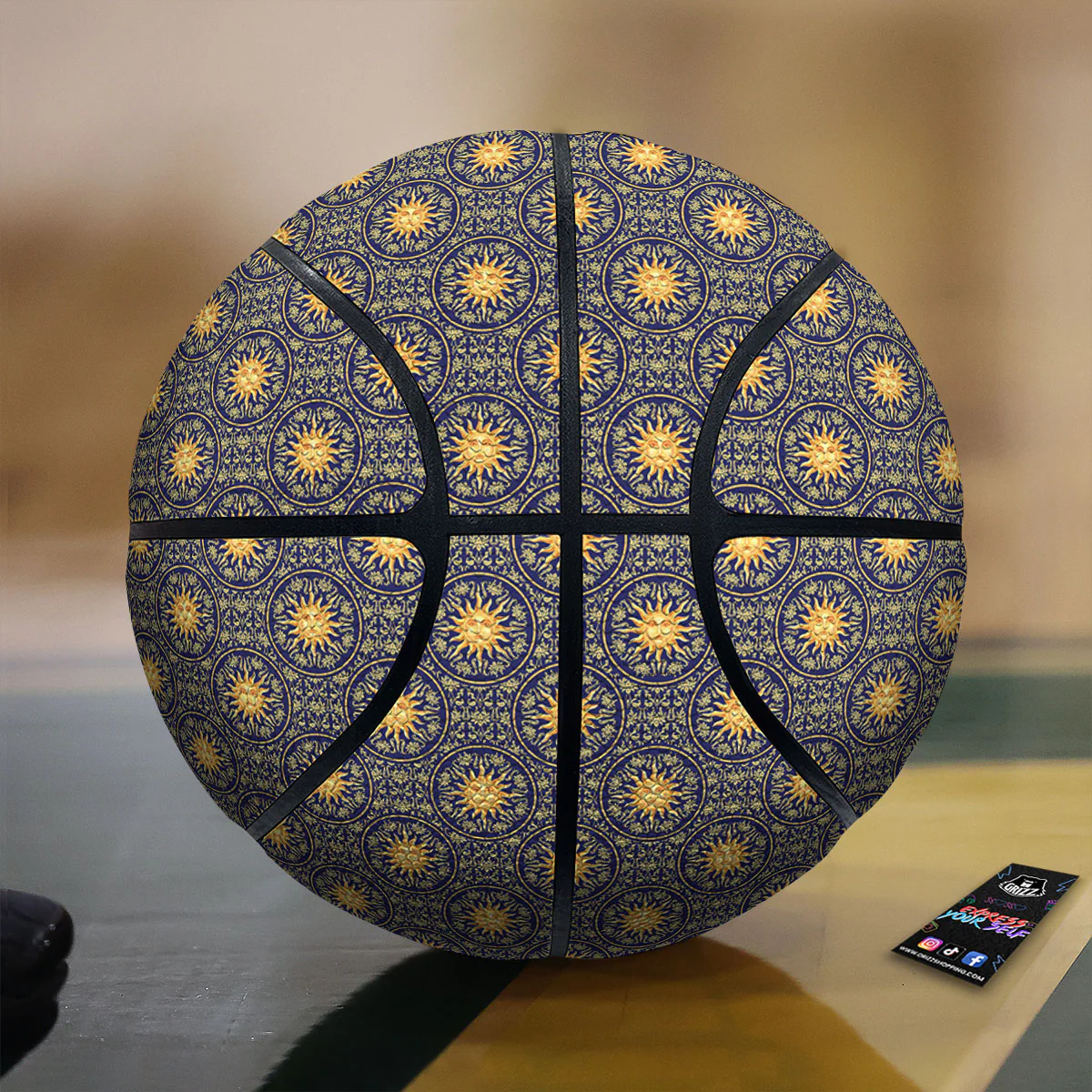 Celestial Gold And Blue Print Pattern Basketball