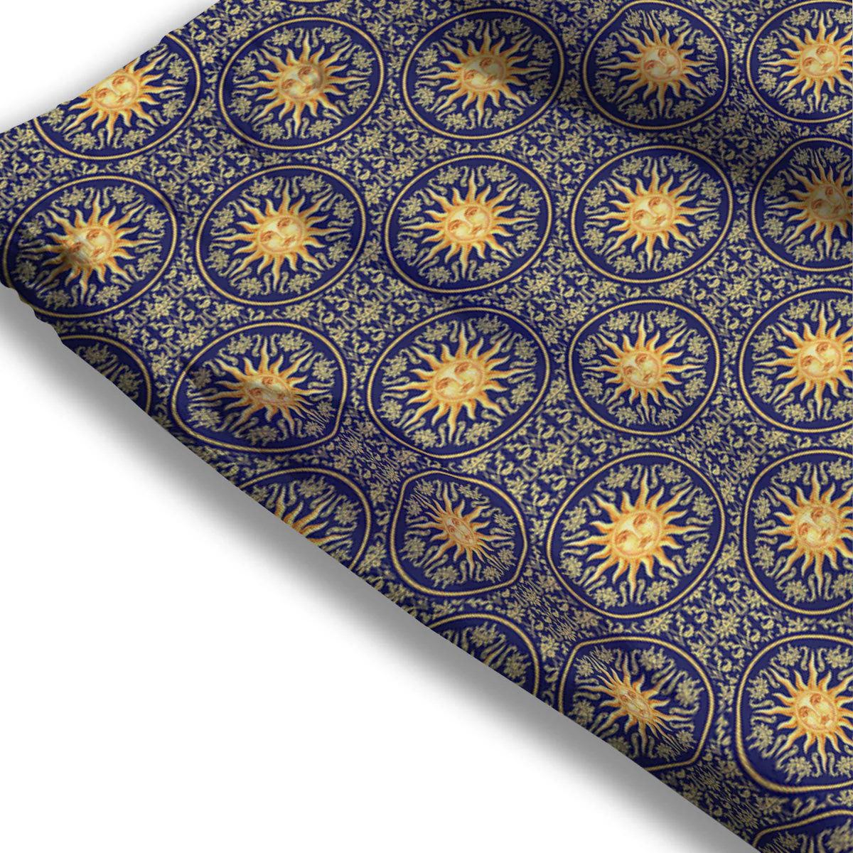 Celestial Gold And Blue Print Pattern Mesh Shorts - Image 3