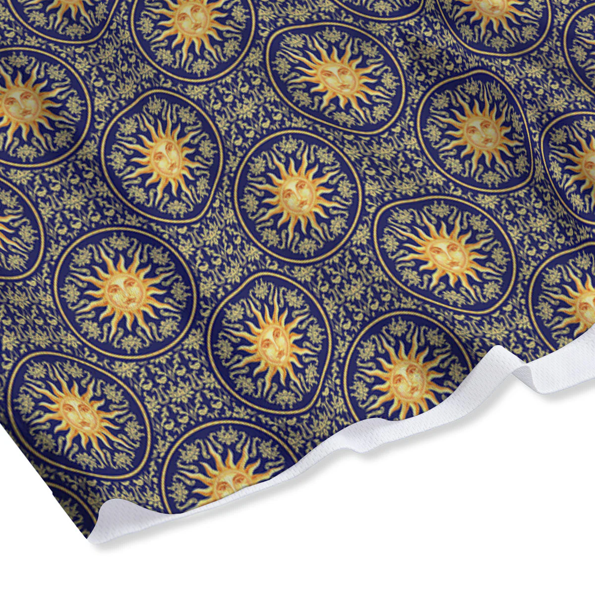 Celestial Gold And Blue Print Pattern Mesh Shorts - Image 4