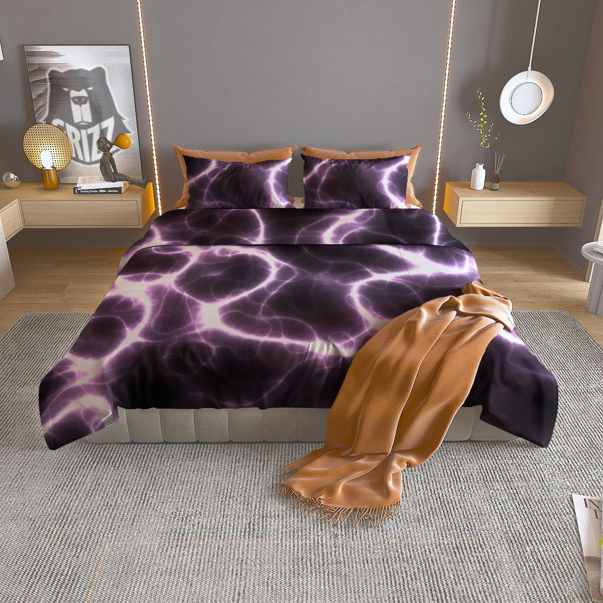 Chain Lightning Print Duvet Cover Bedding Set