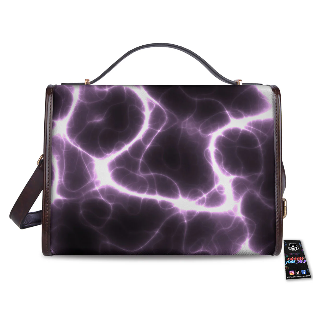 Chain Lightning Print Women's Satchel Bag - Image 2