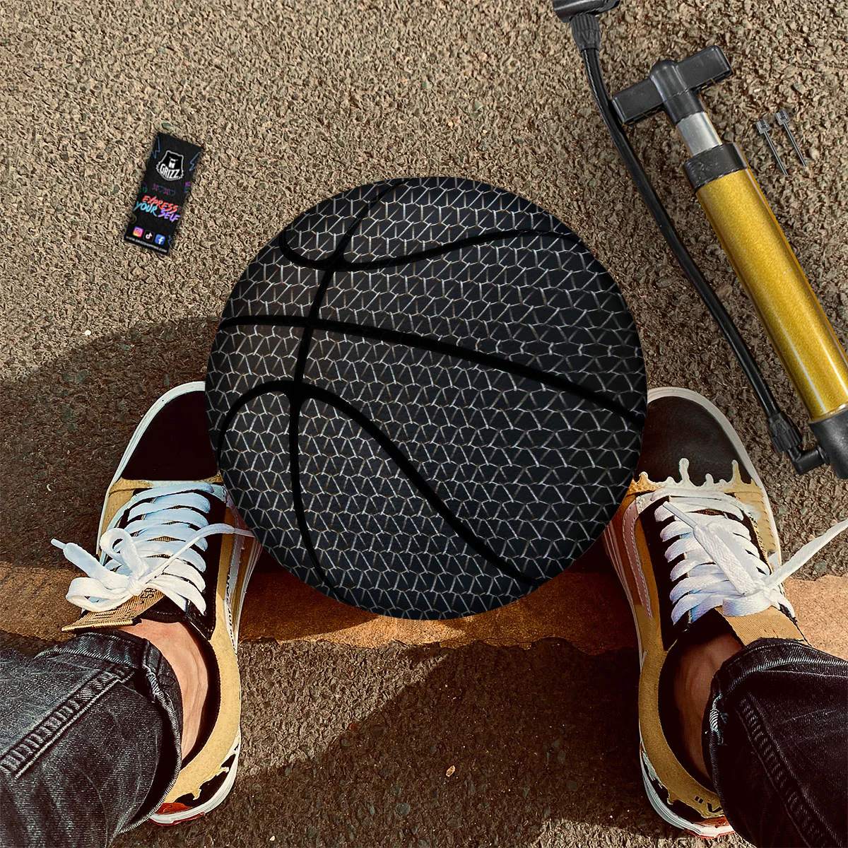 Chainmail Metal Print Pattern Basketball - Image 2