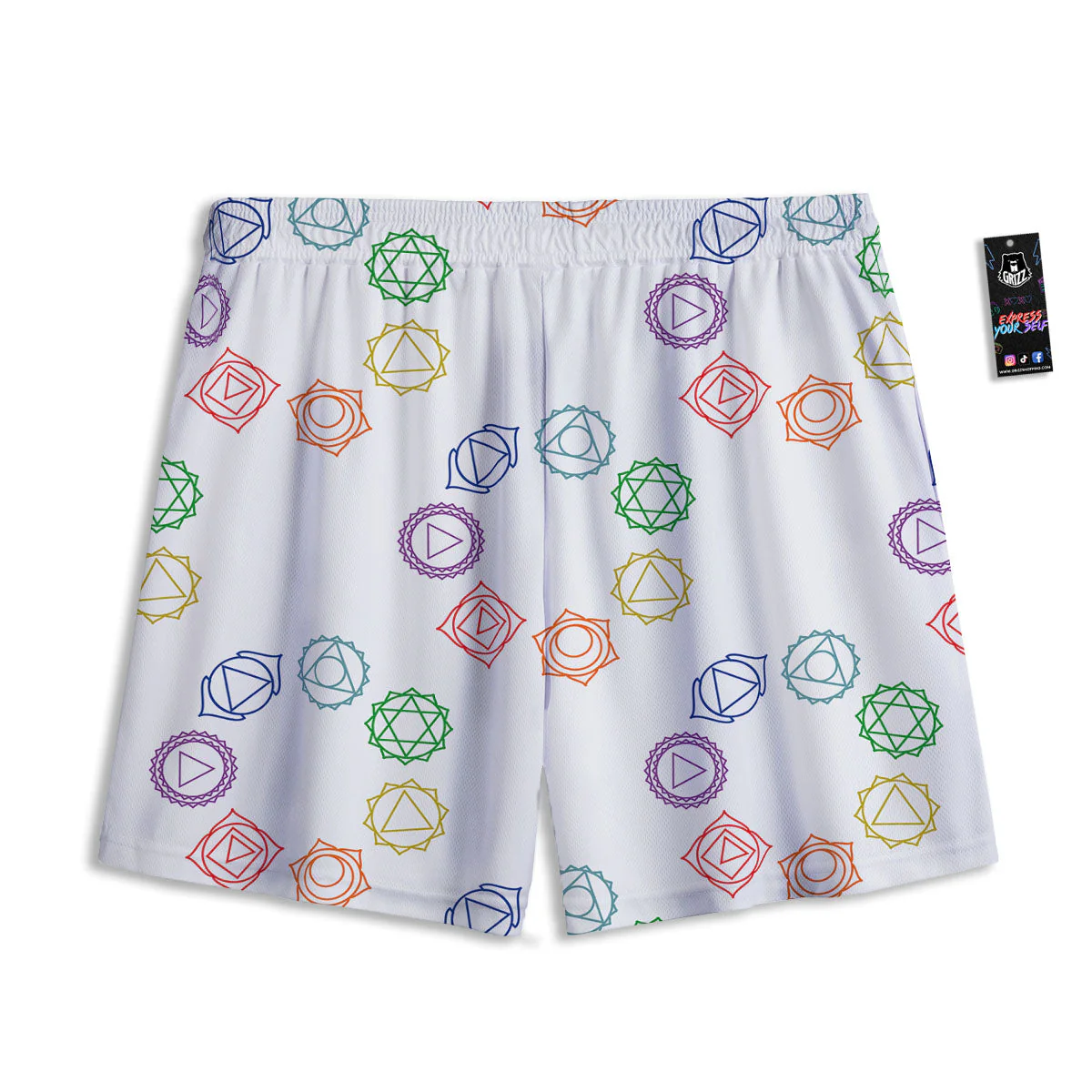 Chakra Manipura Print Pattern Mesh Shorts - Image 2