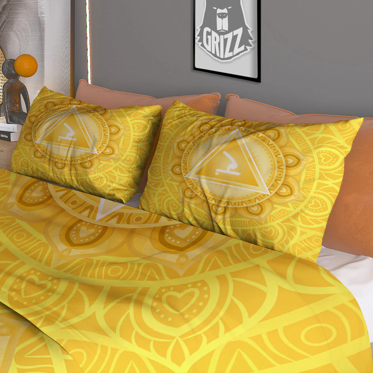 Chakra Manipura Symbol Print Duvet Cover Bedding Set - Image 3