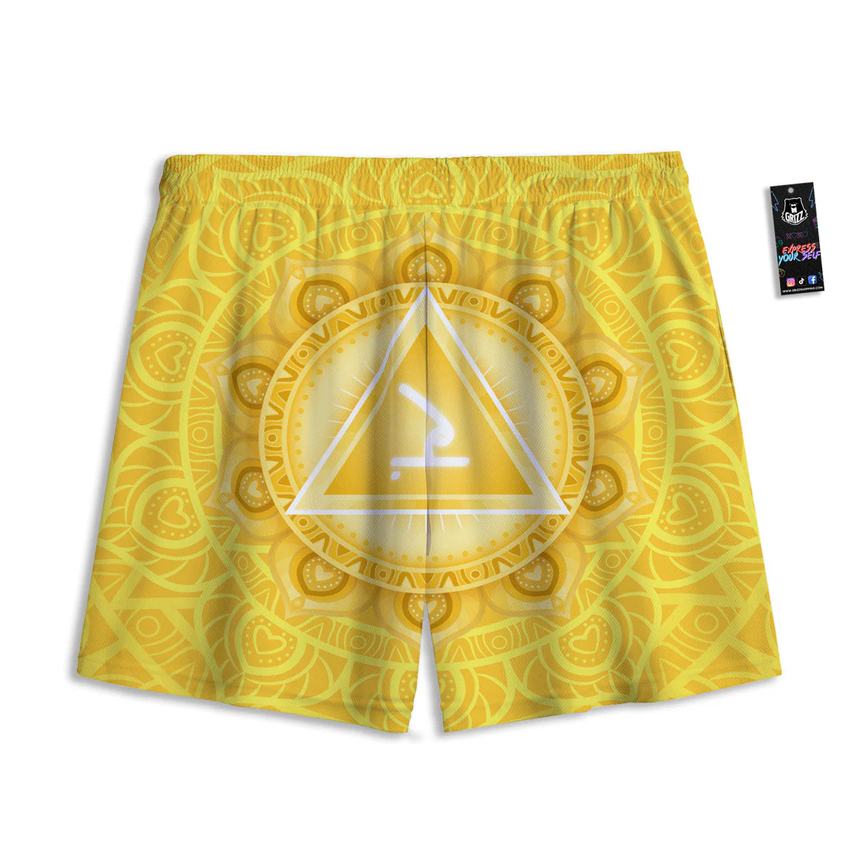 Chakra Manipura Symbol Print Mesh Shorts - Image 2