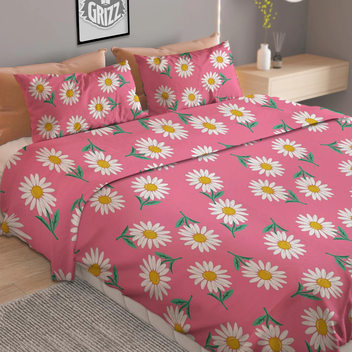 Chamomile Sunflower Print Pattern Duvet Cover Bedding Set - Image 2