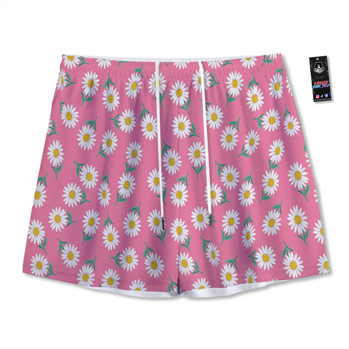 Chamomile Sunflower Print Pattern Mesh Shorts