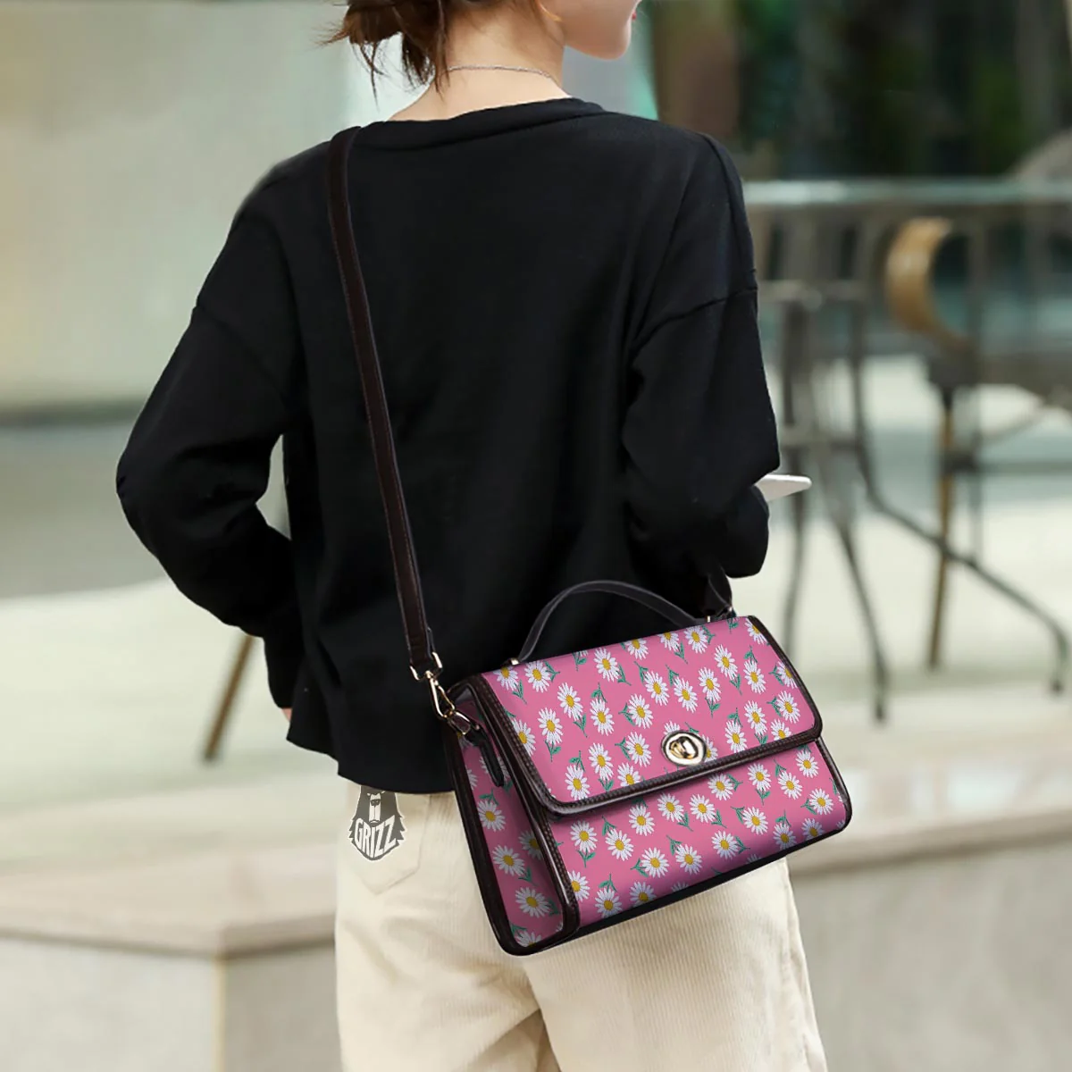 Chamomile Sunflower Print Pattern Women's Satchel Bag - Image 3