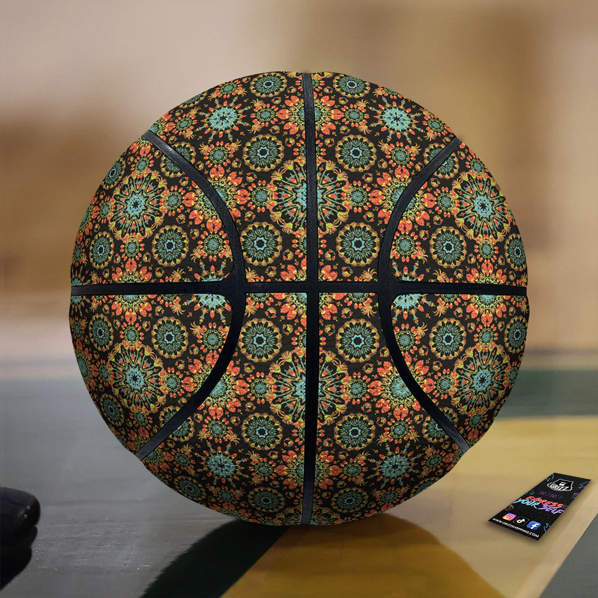 Chaotic Boho Print Pattern Basketball