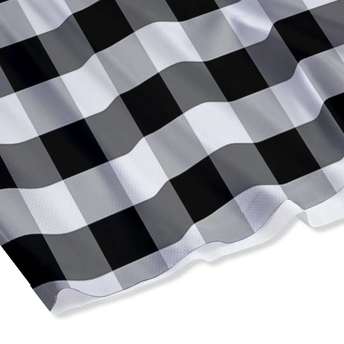 Check Black And Grey Print Pattern Mesh Shorts - Image 4