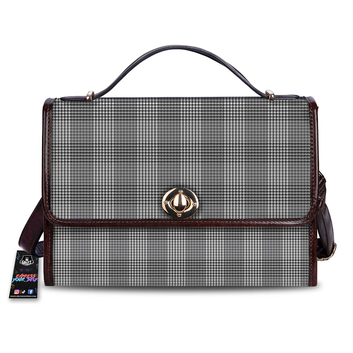 Check Prince Of Wales Print Pattern Women's Satchel Bag