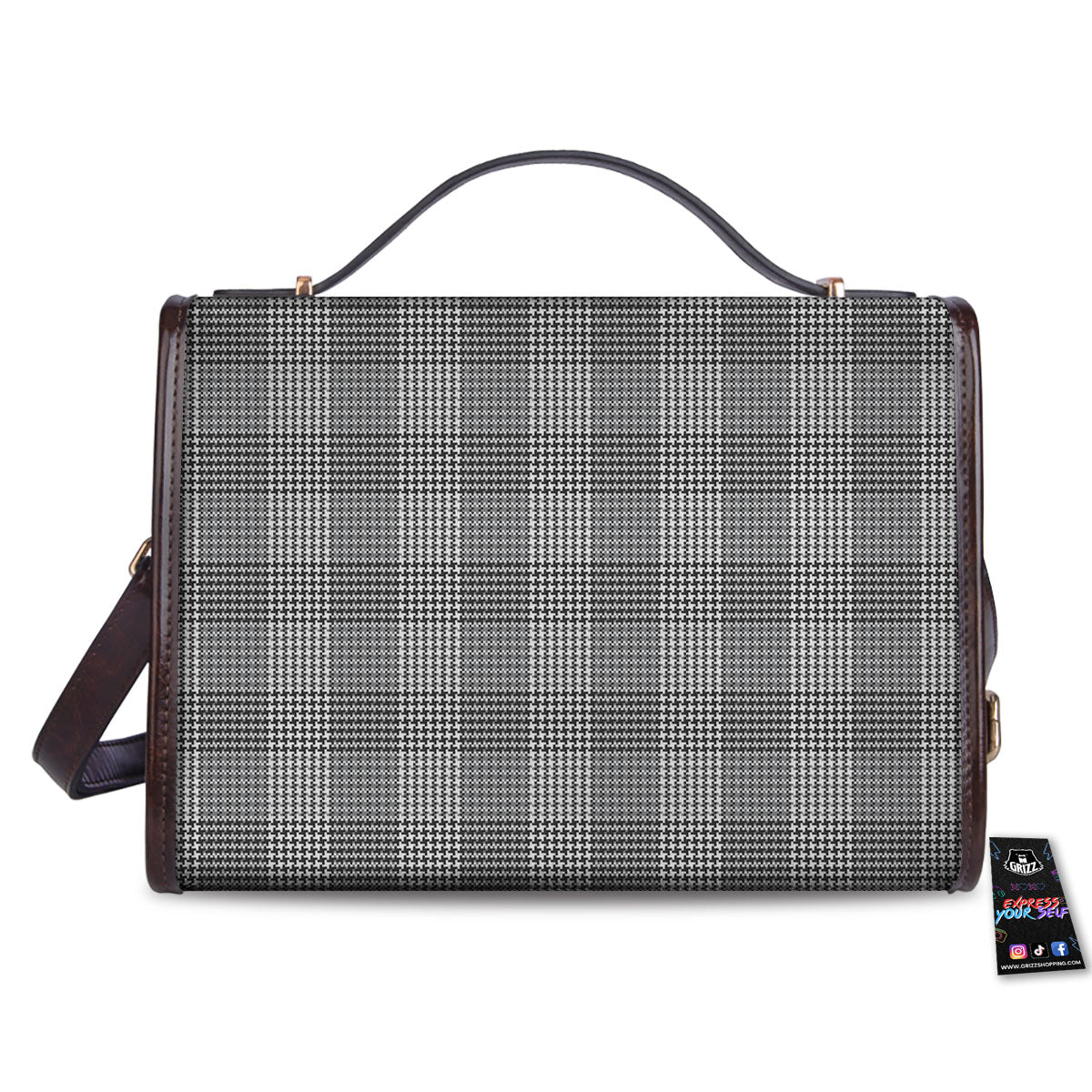 Check Prince Of Wales Print Pattern Women's Satchel Bag - Image 2