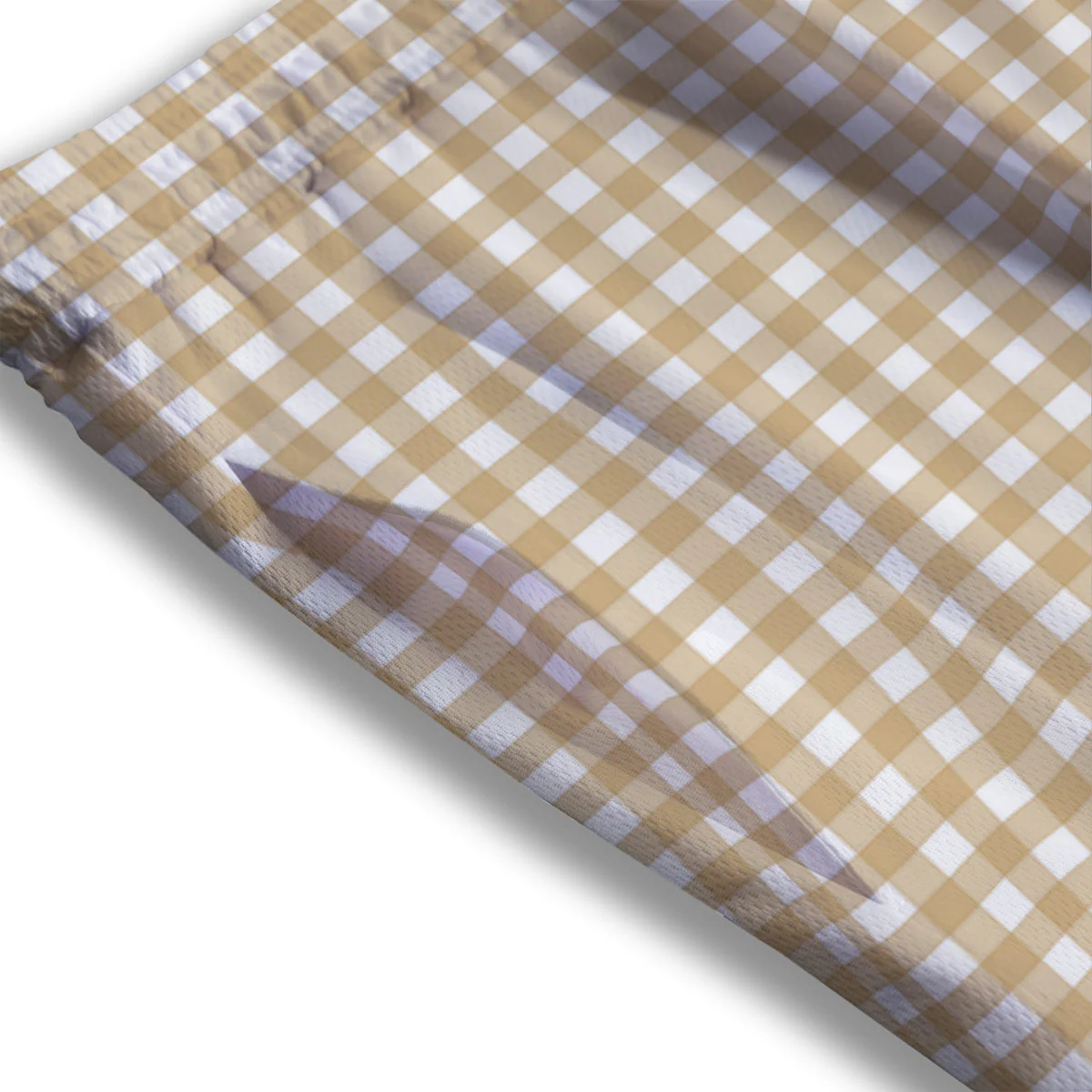 Check White And Beige Print Pattern Mesh Shorts - Image 3
