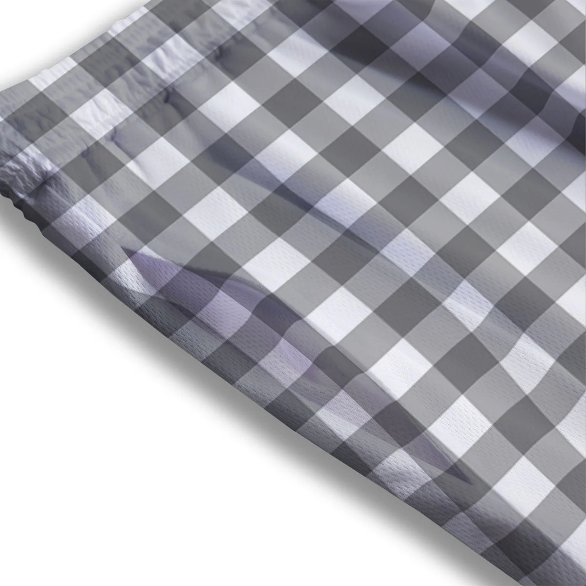 Check White And Grey Print Pattern Mesh Shorts - Image 3