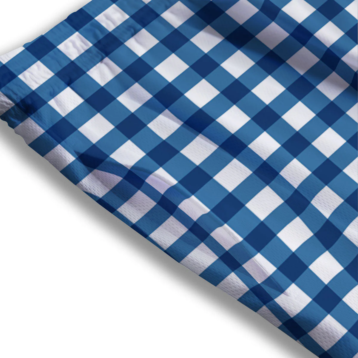Check White And Navy Print Pattern Mesh Shorts - Image 3