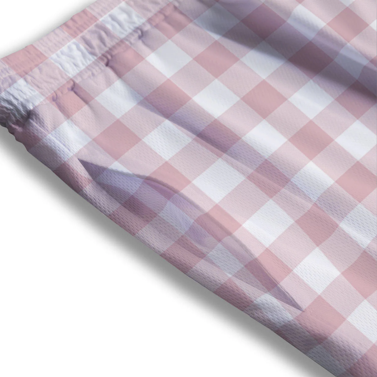 Check White And Pink Print Pattern Mesh Shorts - Image 3