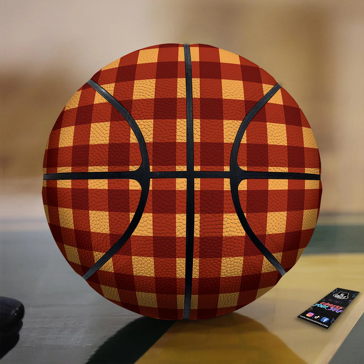 Check Yellow And Red Print Pattern Basketball