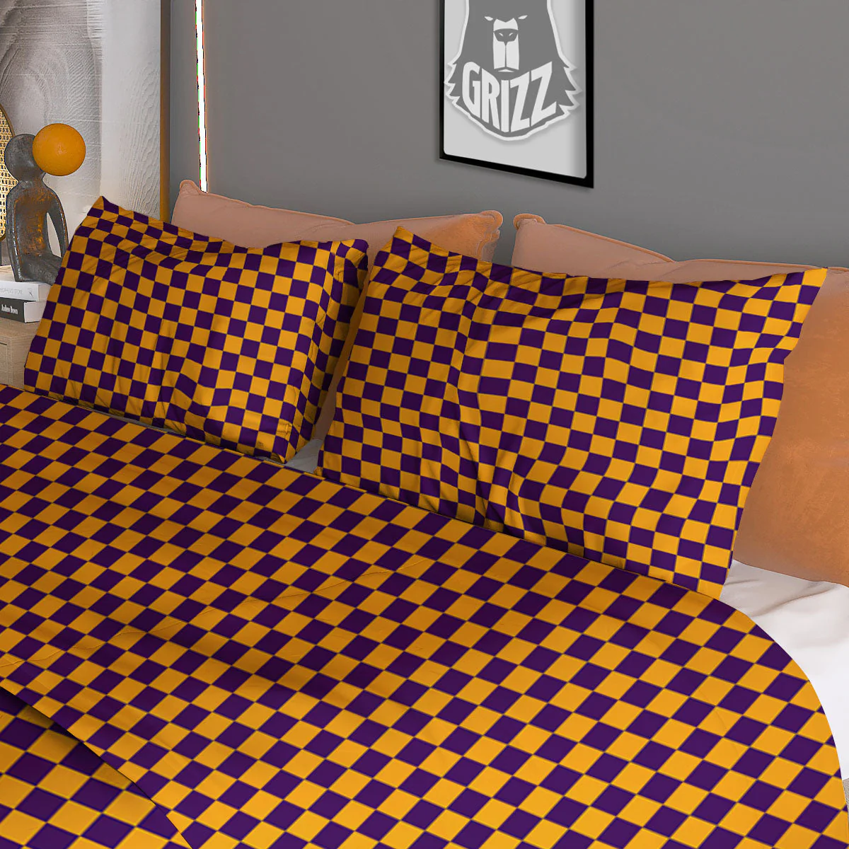 Checked Halloween Print Pattern Duvet Cover Bedding Set - Image 3