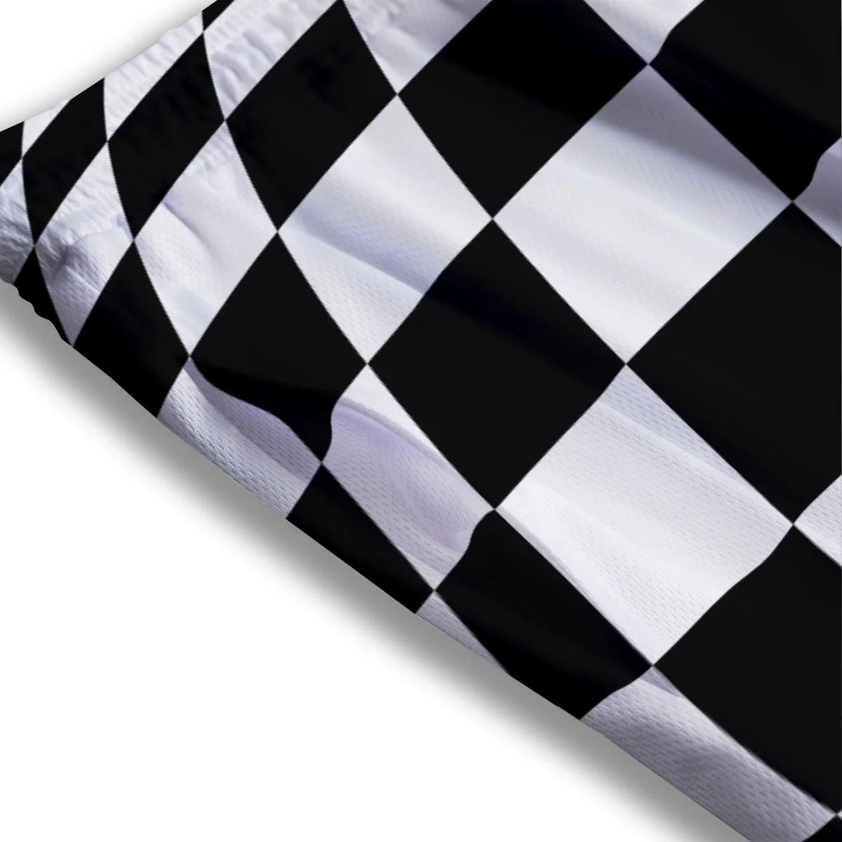 Checkered Board And Convex Shape Print Mesh Shorts - Image 3