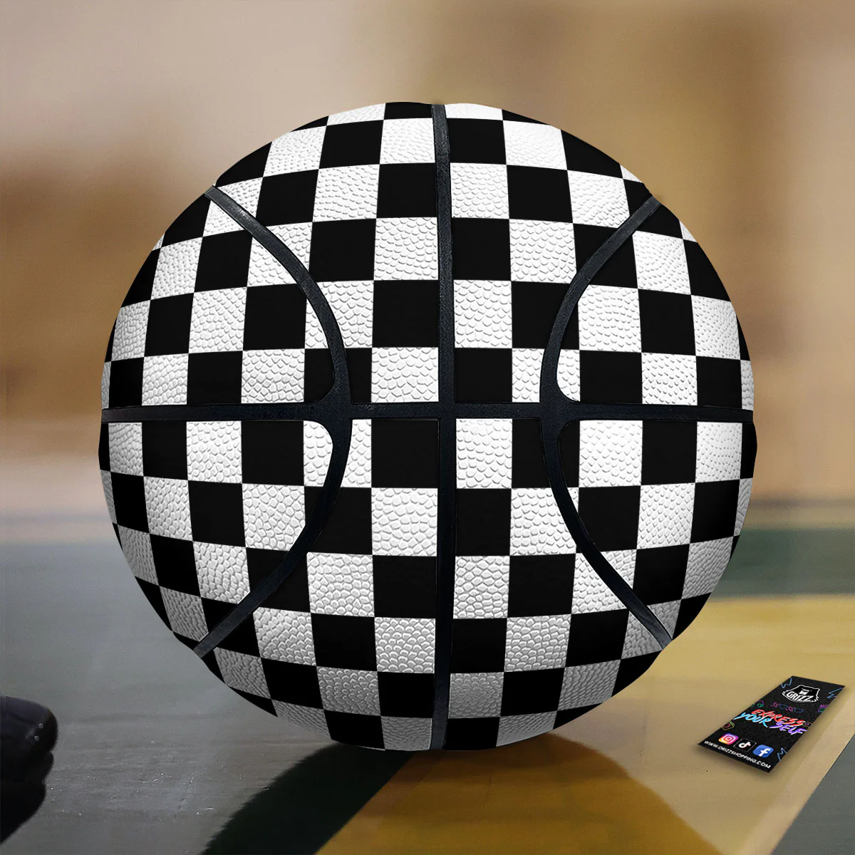 Checkered White And Black Print Pattern Basketball