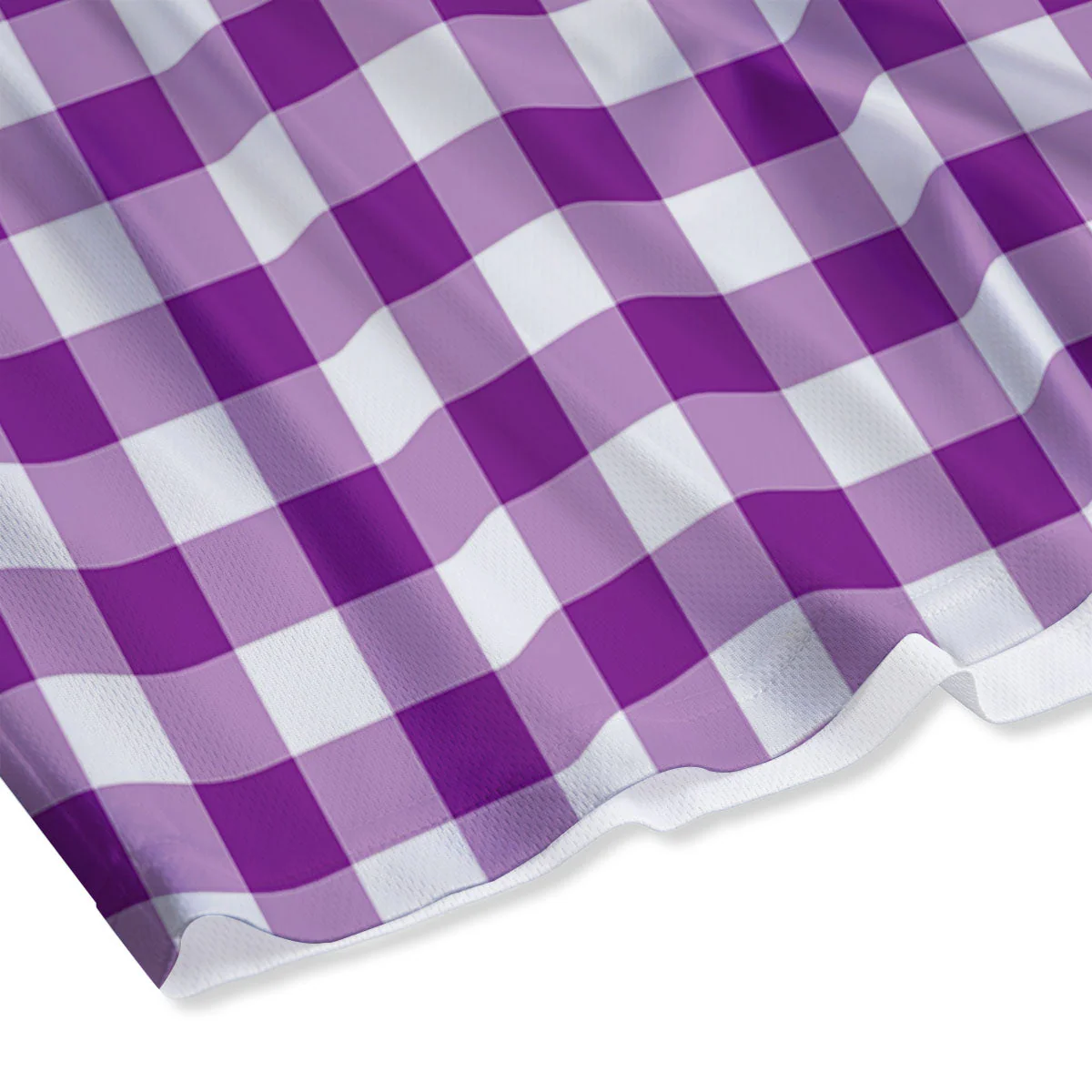 Checkered White And Purple Print Pattern Mesh Shorts - Image 4
